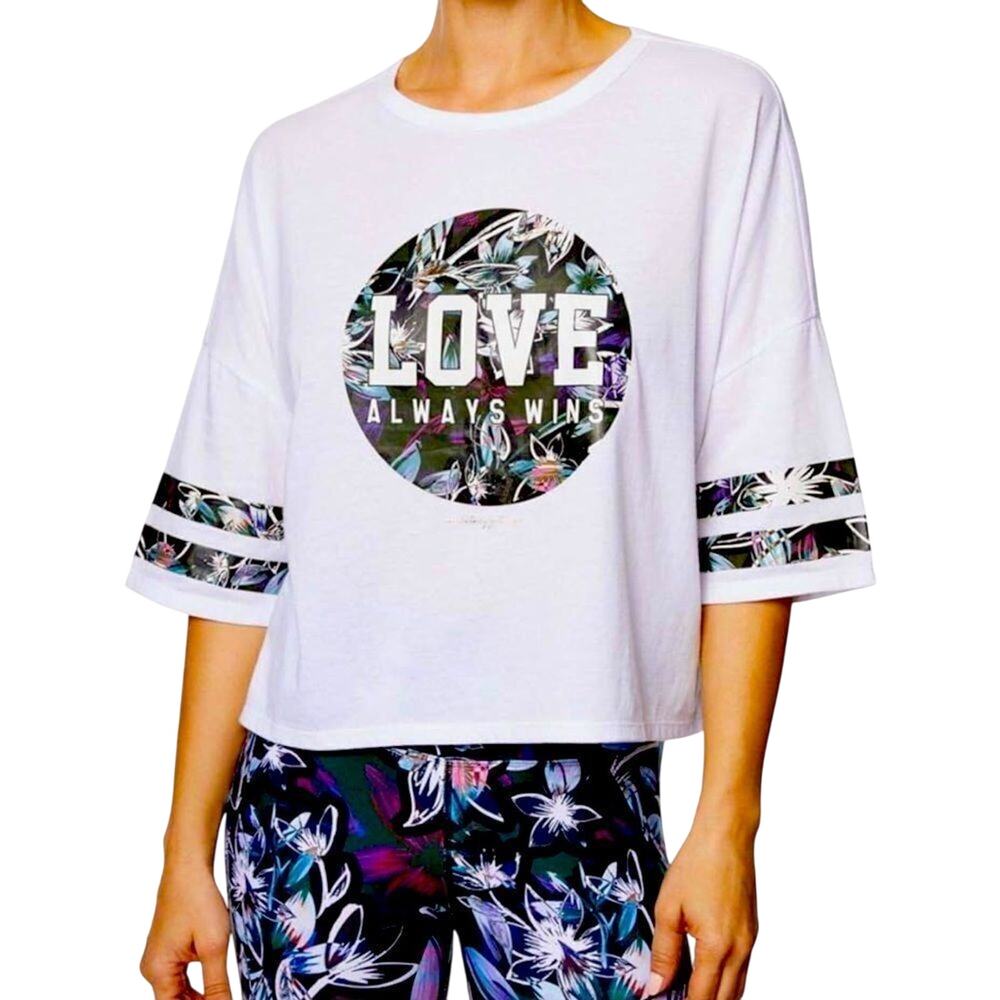 Betsey Johnson Love Varsity Boyfriend Tee White, Size 1X, Pride 2023